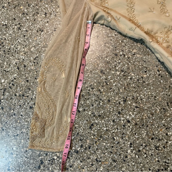 Adrianna Papell Cream Embellished Maxi Dress Size 18 Long Sleeve - Picture 13 of 16